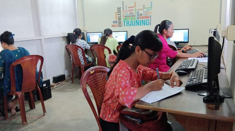 Students working